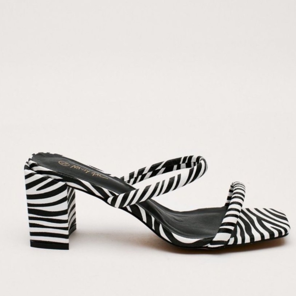 Nasty Gal Zebra Print Heeled Mules